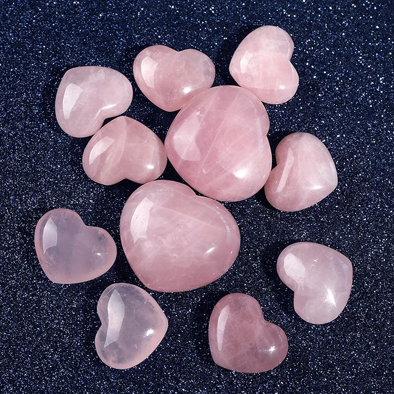 Natural Crystal Stone Love Heart Shape Big Heart Quartz Carving Reiki Healing Rose Quartz Love Crystal Decoration Crafts 20mm - CRYSTALOIL