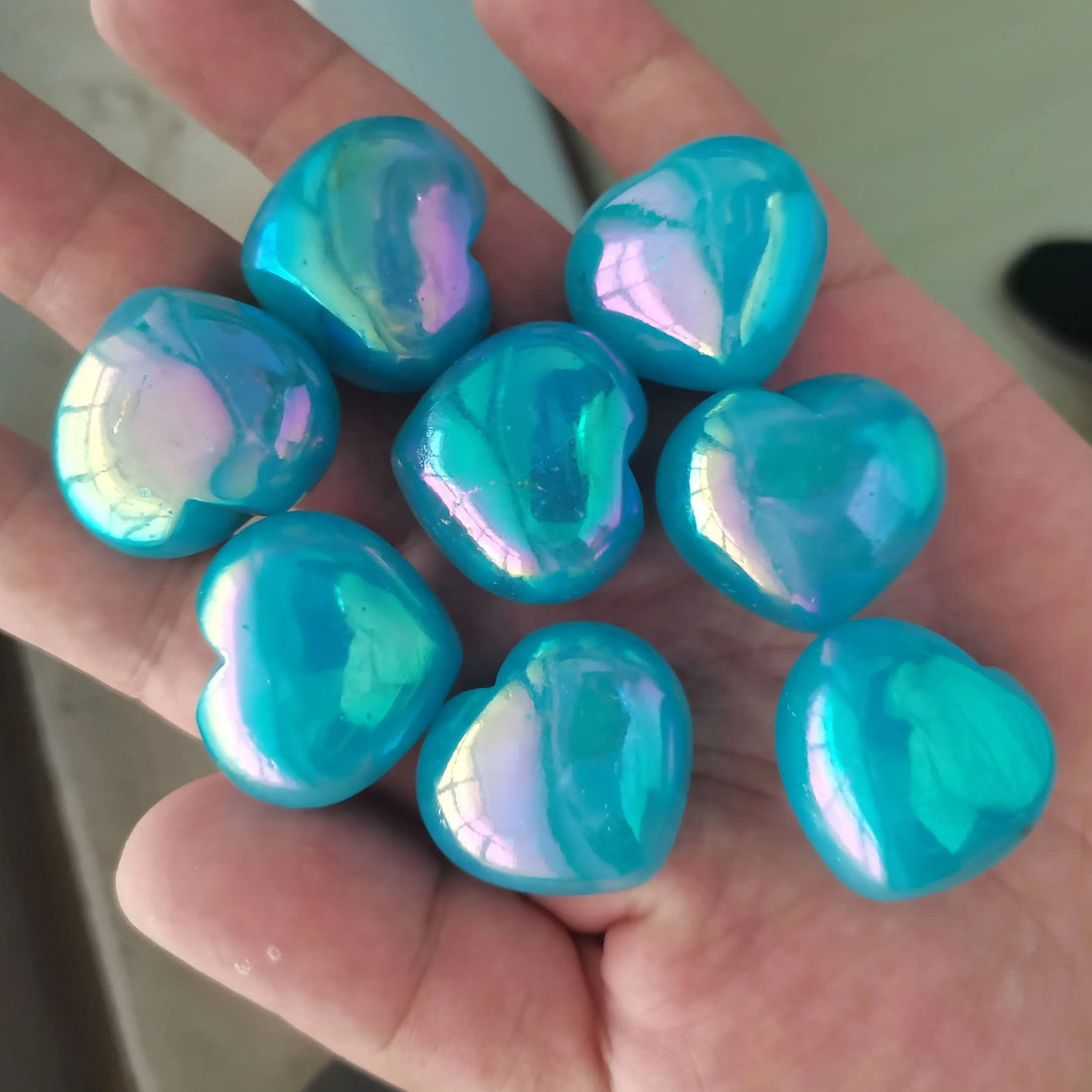 2pcs Natural Electroplating Blue Heart Quartz Crystal love heart Shaped Hand Carved Stone  Home Decoration Healing Crystals - CRYSTALOIL