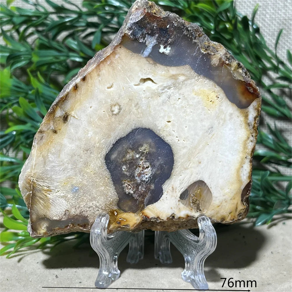 Crystal Natrural Agate Rutile Slab Slice Stone Reiki High Quality Beauty Healing Quartz Minerals Home Decoration + Stand - CRYSTALOIL