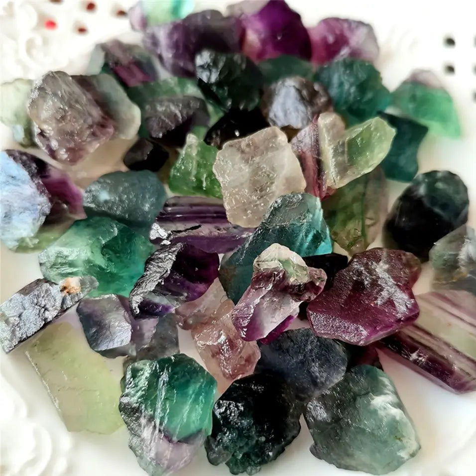 Natural Raw Rainbow Fluorite Crystals Rough Stones Mineral Healing Crystals Gemstones Specimens Collectible Gemstone - CRYSTALOIL
