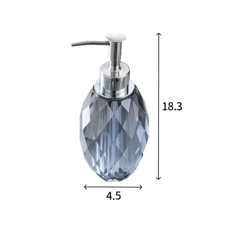 Light Luxury Crystal Transparent Soap Bottle Push Type Glass Shampoo Bottle Soap Dispenser Household Bathroom Accessories - Crystalbloomaromatics