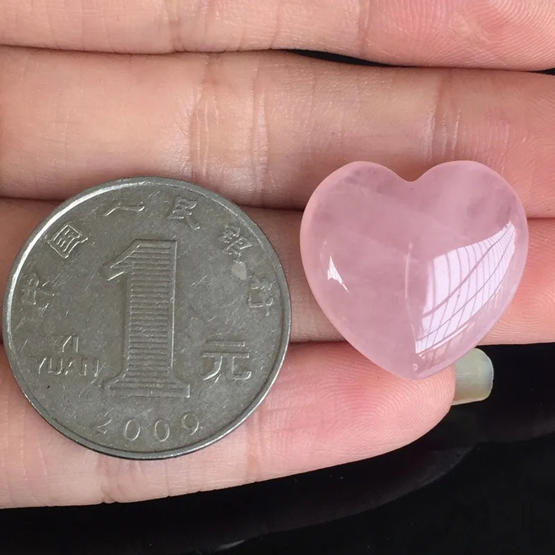 Natural Crystal Stone Love Heart Shape Big Heart Quartz Carving Reiki Healing Rose Quartz Love Crystal Decoration Crafts 20mm - CRYSTALOIL