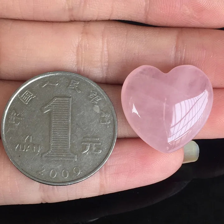 Natural Crystal Stone Love Heart Shape Big Heart Quartz Carving Reiki Healing Rose Quartz Love Crystal Decoration Crafts 20mm - CRYSTALOIL