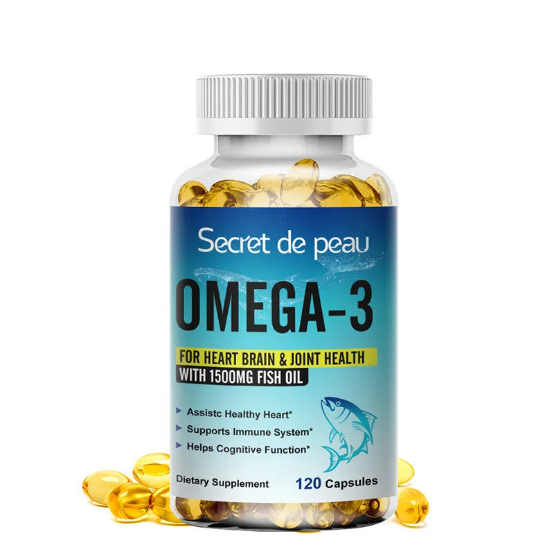 Secret De Peau 120pcs Powerful Omega 3 Fish Oil Capsule Supplements For Joints & Skin & Eyes & Heart & Immune System Health - Crystalbloomaromatics