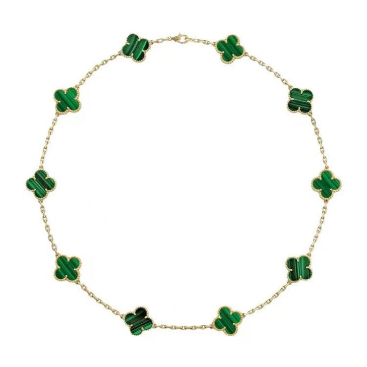 Gold black agate ten-flower necklace double-sided four-leaf clover clavicle chain Vatican luxury brand - CRYSTALOIL