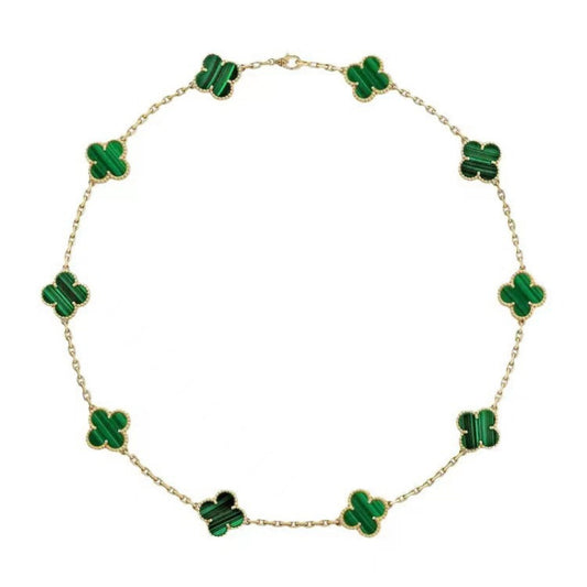 Gold black agate ten-flower necklace double-sided four-leaf clover clavicle chain Vatican luxury brand