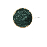 3 pieces Emerald Natural Marble Placemat Coaster Plate, - CRYSTALOIL