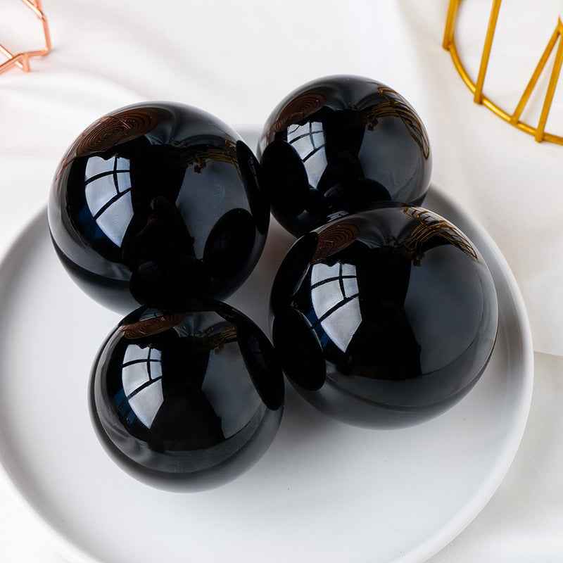 Natural Obsidian Crystal Ball ,  Discover the mystique of the cosmos with a natural obsidian crystal ball, - CRYSTALOIL
