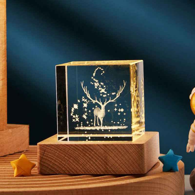 3D Transparent Crystal Cube Desktop Decoration Small Night light - CRYSTALOIL