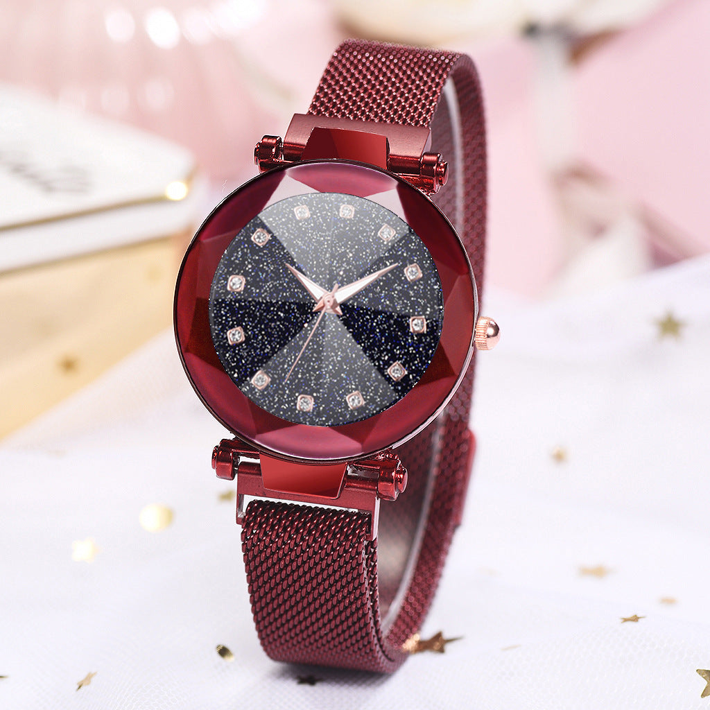 Women's Watch Square Diamond Rhinestone Starry Sky Face Ladies Casual Fashion Watch Set Bracelet Watch - CRYSTALOIL