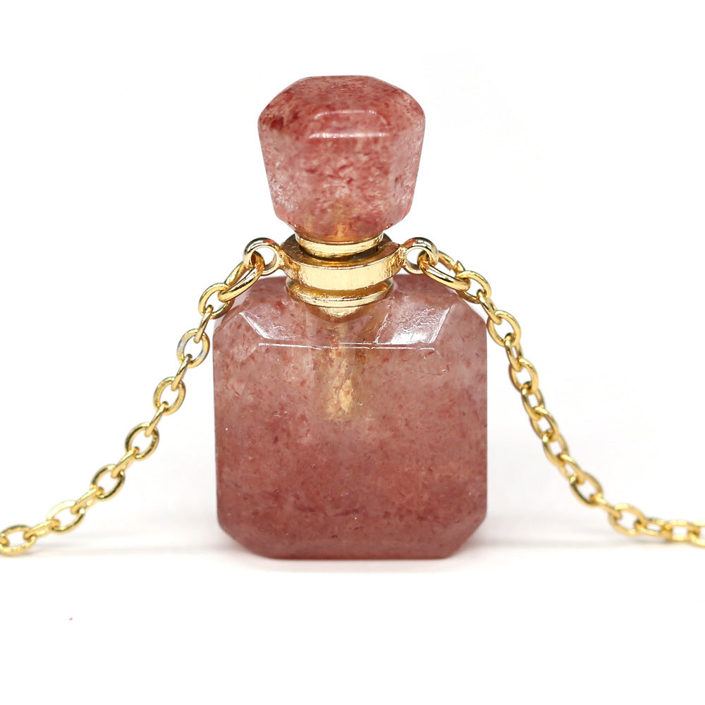 Exquisite Natural Stone Necklace Perfume Bottle Pendant, "Elevate your style with our Exquisite Natural Stone Necklace Perfume Bottle Pendant, a blend of elegance and functionality. Crafted from natural stone,.