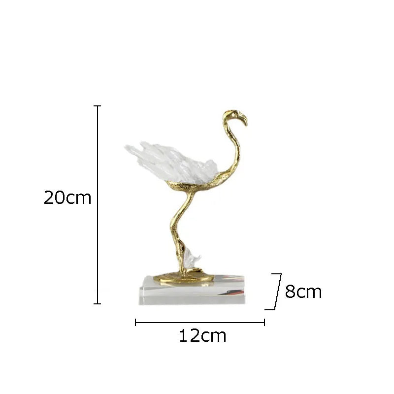 Modern Light Luxury Flamingo Crystal Brass Decoration Living Room - CRYSTALOIL