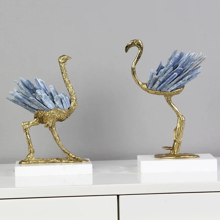 Modern Light Luxury Flamingo Crystal Brass Decoration Living Room - CRYSTALOIL