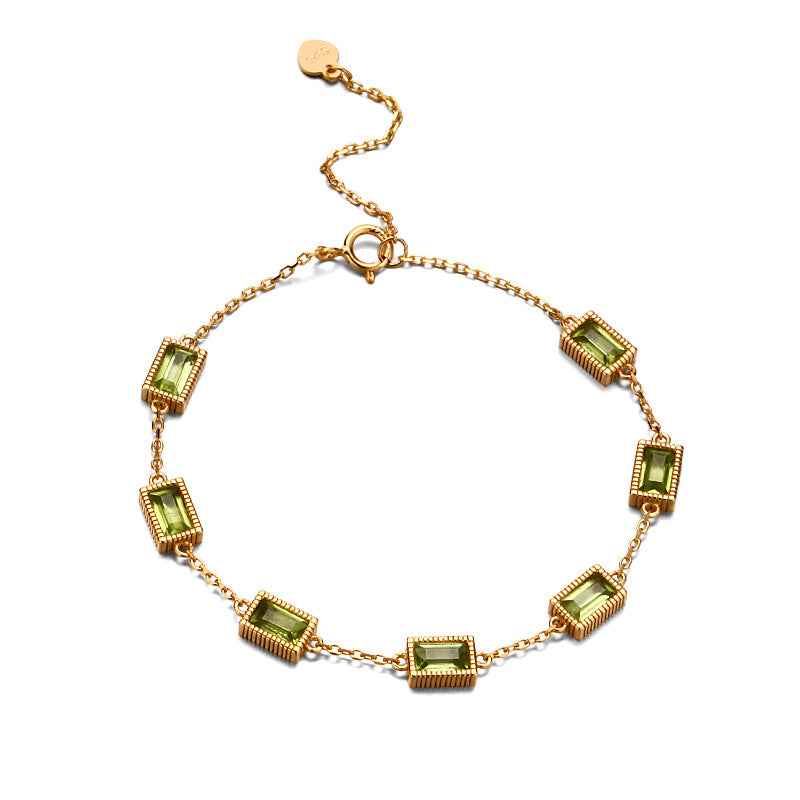Natural Crystal Bracelet, A radiant blend of geometric elegance and natural allure, crafted with silver and adorned with vibrant crystals. - CRYSTALOIL