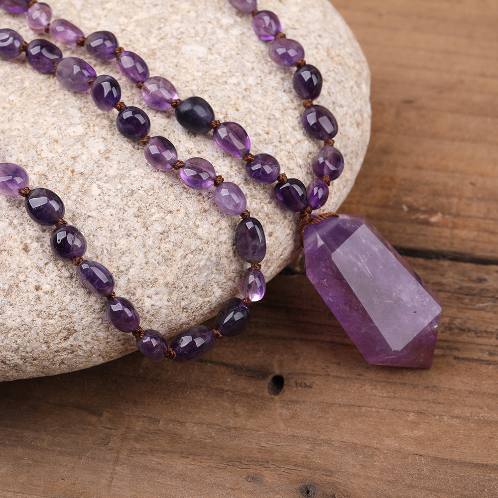 Amethyst Quartz Bead Necklace.