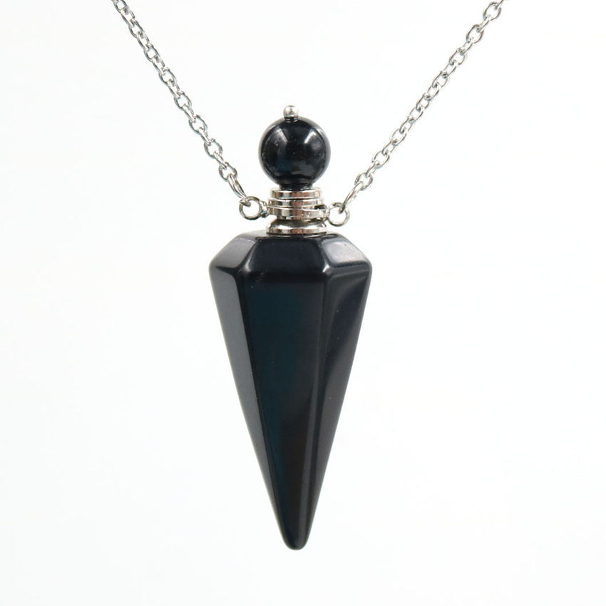 Natural crystal hexagon cone bottle pendant necklace female fashion OL refined oil bottle collar accessories