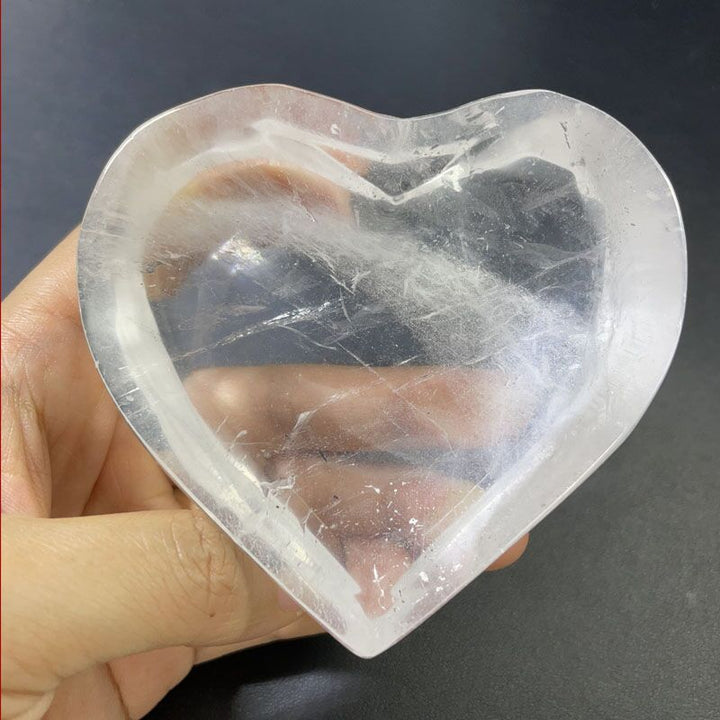 Natural White Crystal Love Bowl Rough Polished, - CRYSTALOIL