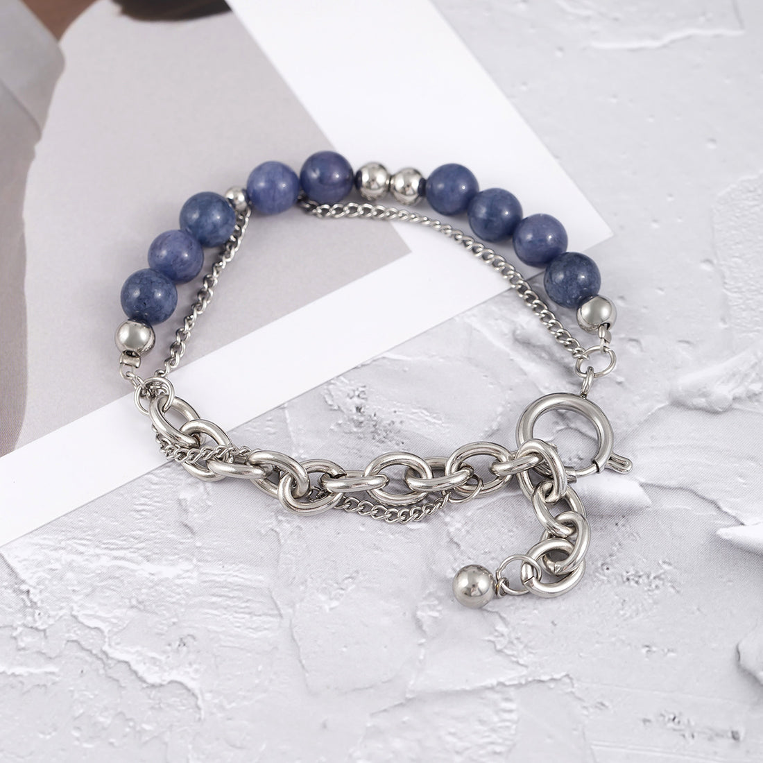 Exquisite double -layer chain stitching blue crystal handle - CRYSTALOIL