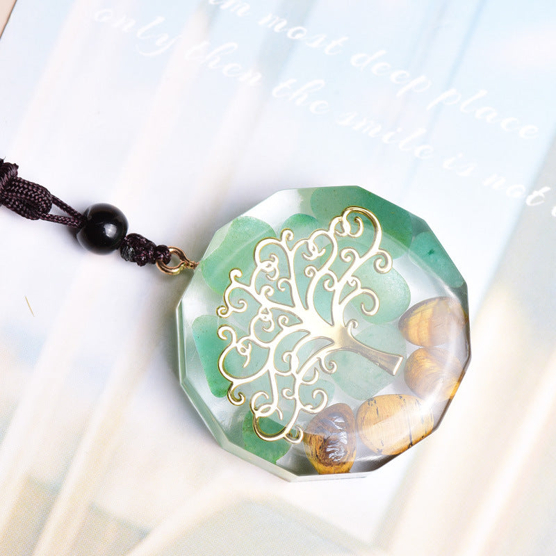 Ogan Energy Tree Of Life Pendant Natural Tiger Eye Stone - Crystalbloomaromatics