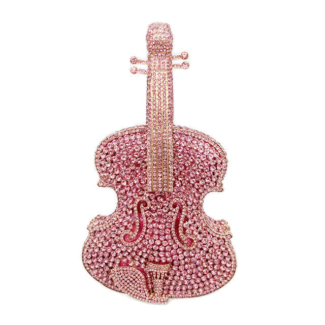 Amazing Luxury Violin Crystal Evening Bags Party Handbag, Amazing Crystal-Studded Luxury Violin Evening Bag: A Party Handbag Extraordinaire. - Crystalbloomaromatics