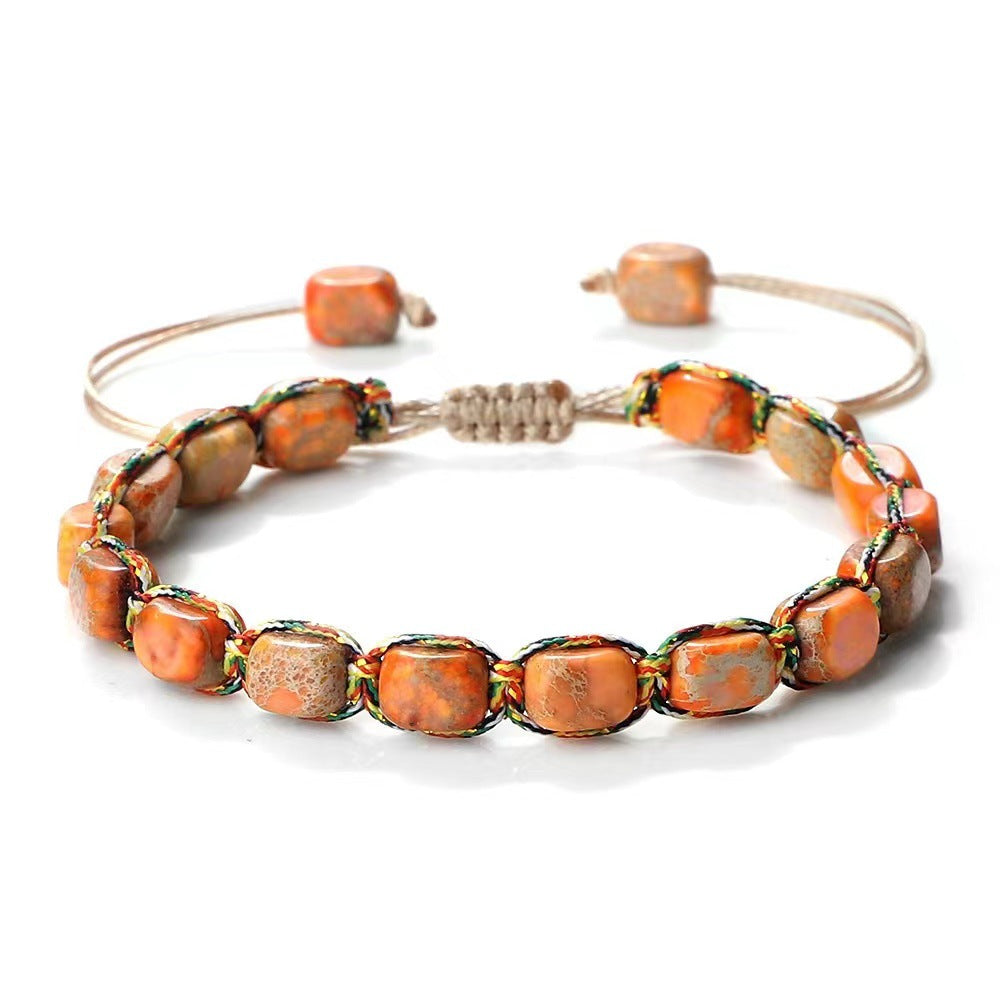 Bohemian style hand-woven bracelet Imperial stone hemp string three-dimensional beaded bracelet - CRYSTALOIL