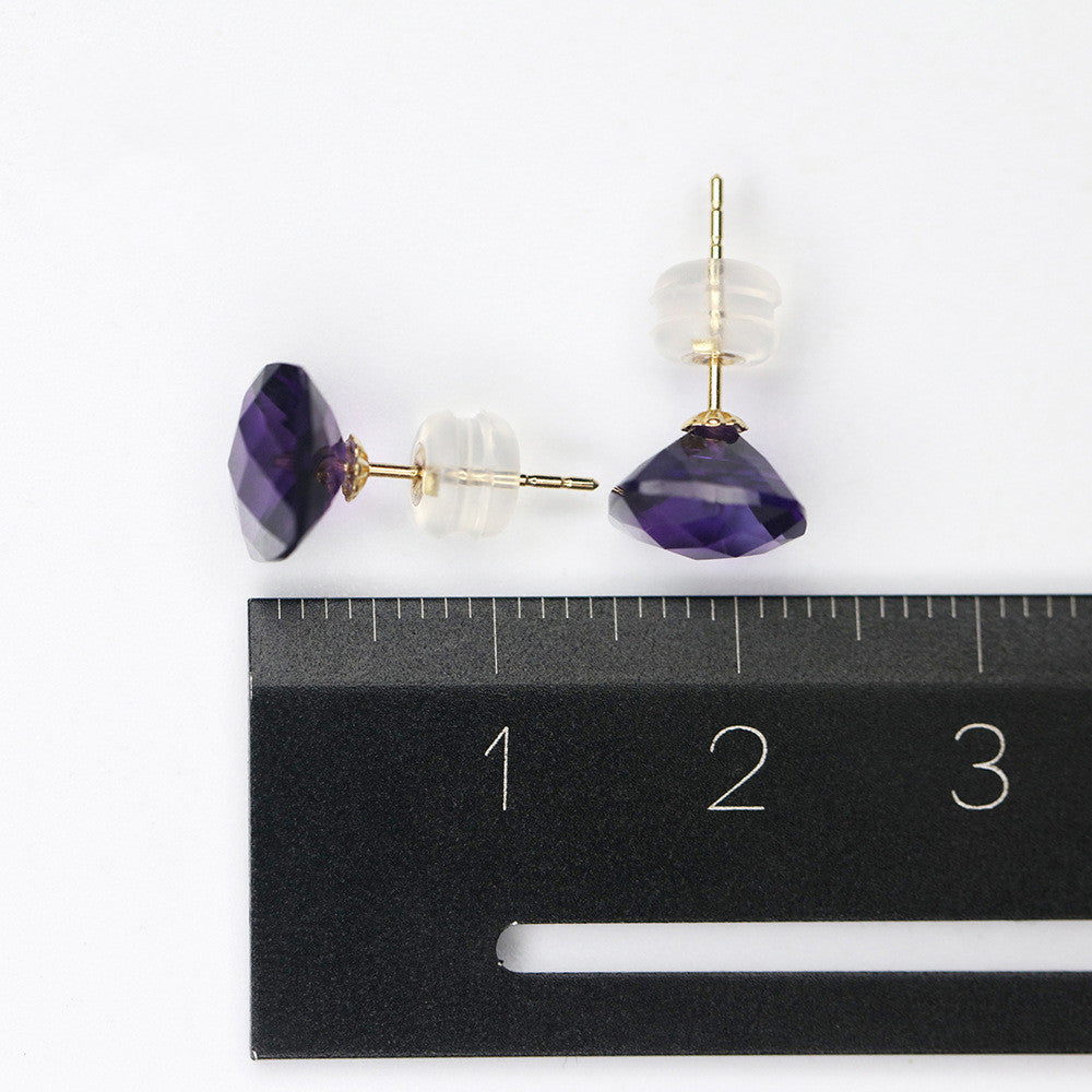 Pair Of Gold Square Crystal Stud Earrings - CRYSTALOIL