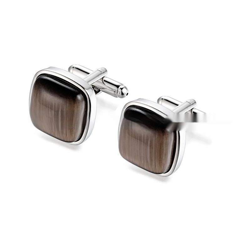 Men's High-end Opal Cufflinks Business Shirt French Cufflink Ornament - CRYSTALOIL