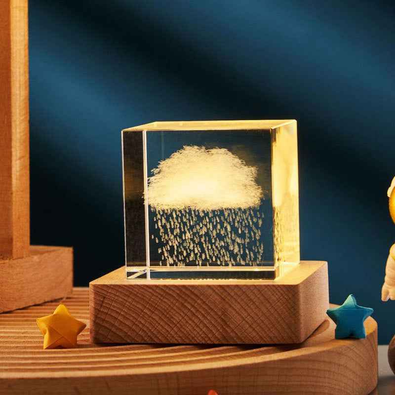 3D Transparent Crystal Cube Desktop Decoration Small Night light - CRYSTALOIL