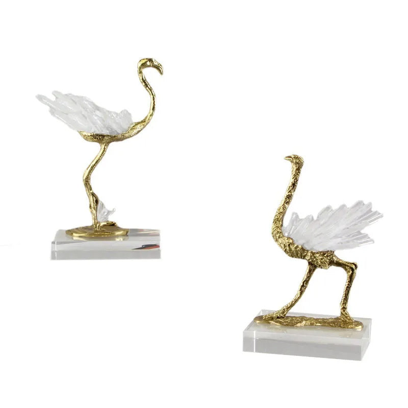 Modern Light Luxury Flamingo Crystal Brass Decoration Living Room - CRYSTALOIL