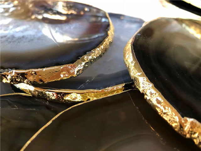 2 pieces Blue Purple black Primitive Agate Big Crystal Wafer Coasters, - CRYSTALOIL