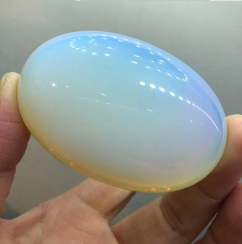 Natural White Crystal Egg Original Stone Hand Handle Piece Ornaments Opal - CRYSTALOIL