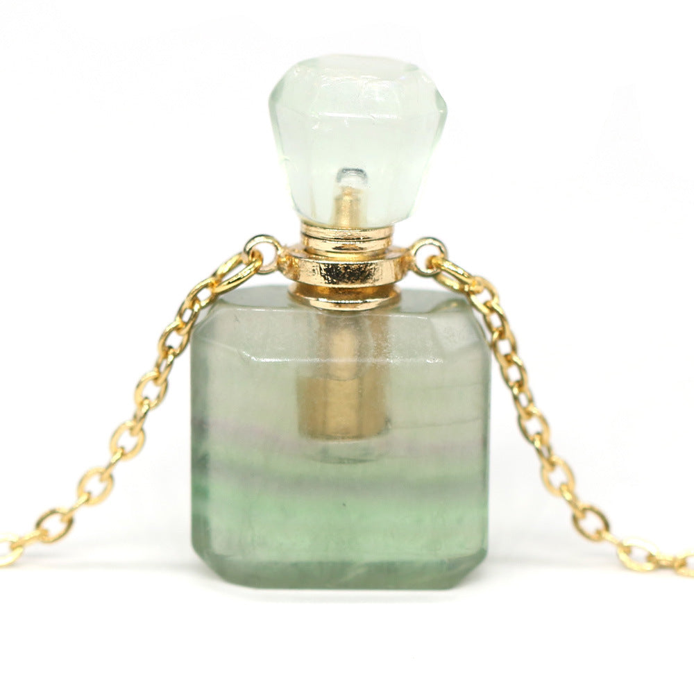 Exquisite Natural Stone Necklace Perfume Bottle Pendant, "Elevate your style with our Exquisite Natural Stone Necklace Perfume Bottle Pendant, a blend of elegance and functionality. Crafted from natural stone,.