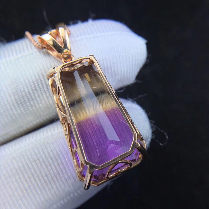 Oversized pendant features natural Amethyst crystal pendant - CRYSTALOIL