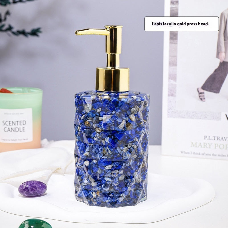Natural Crystal Tumble Stones Soap Storage Bottle - CRYSTALOIL