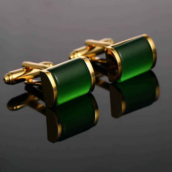 Fashion Emerald Green Opal Cufflink - CRYSTALOIL