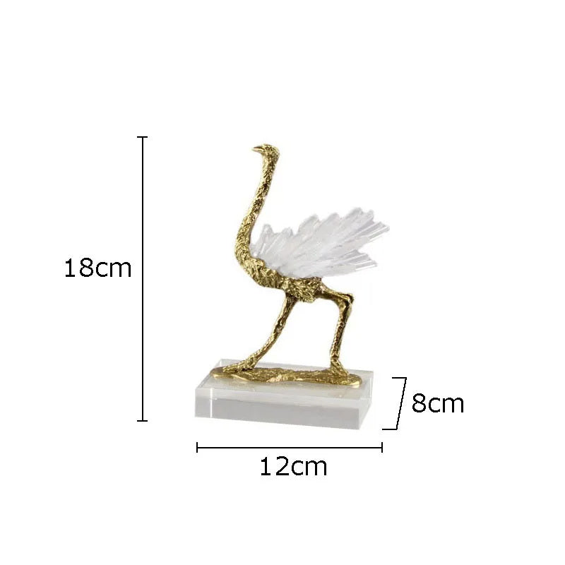 Modern Light Luxury Flamingo Crystal Brass Decoration Living Room - CRYSTALOIL