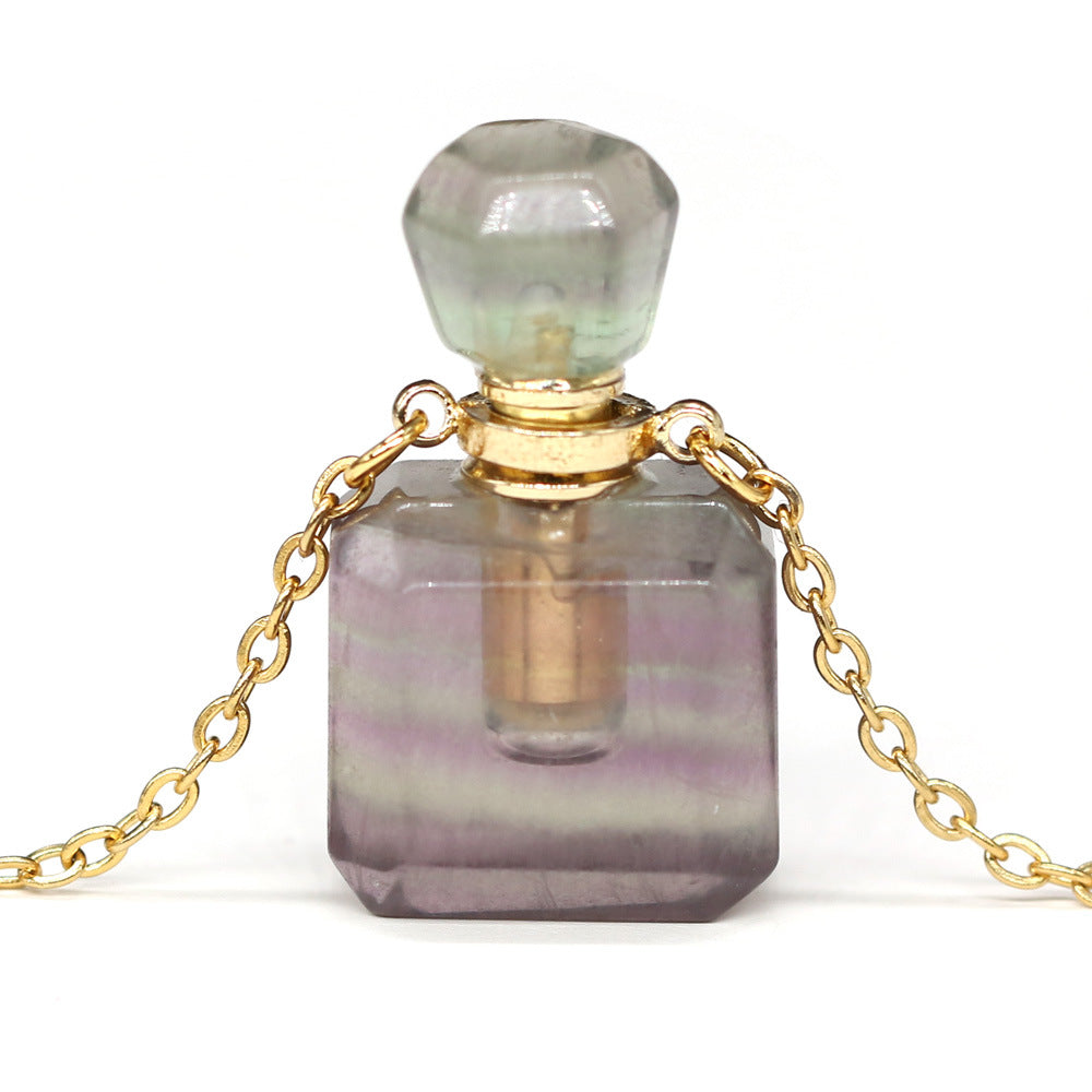 Exquisite Natural Stone Necklace Perfume Bottle Pendant, "Elevate your style with our Exquisite Natural Stone Necklace Perfume Bottle Pendant, a blend of elegance and functionality. Crafted from natural stone,.