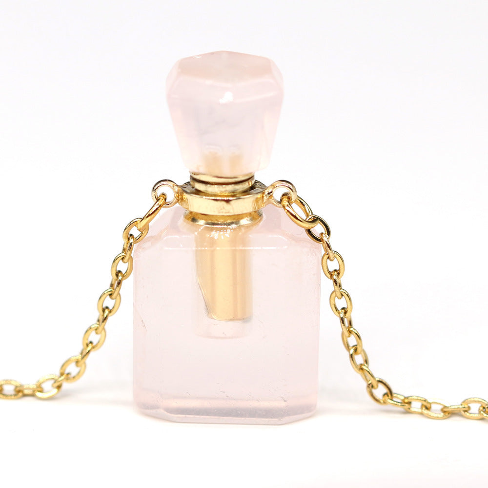 Exquisite Natural Stone Necklace Perfume Bottle Pendant, "Elevate your style with our Exquisite Natural Stone Necklace Perfume Bottle Pendant, a blend of elegance and functionality. Crafted from natural stone,.