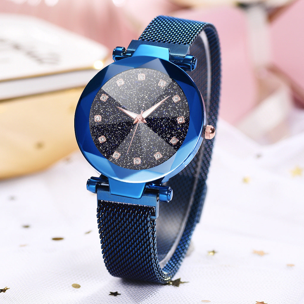 Women's Watch Square Diamond Rhinestone Starry Sky Face Ladies Casual Fashion Watch Set Bracelet Watch - CRYSTALOIL