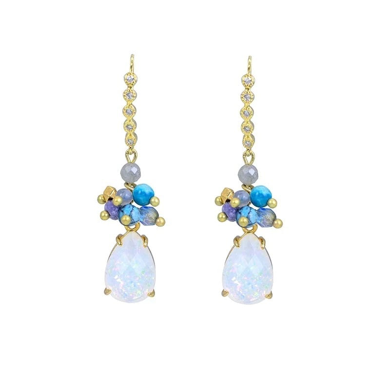 European And American Popular Accessories Drop-shaped Opal Earrings Fashion Natural Stone - CRYSTALOIL