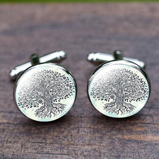 Time Stone Simple Tree Of Life Cufflinks - CRYSTALOIL