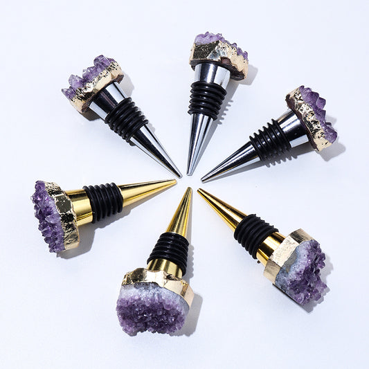 Natural Amethyst Crystal Wine Bottle Stopper.