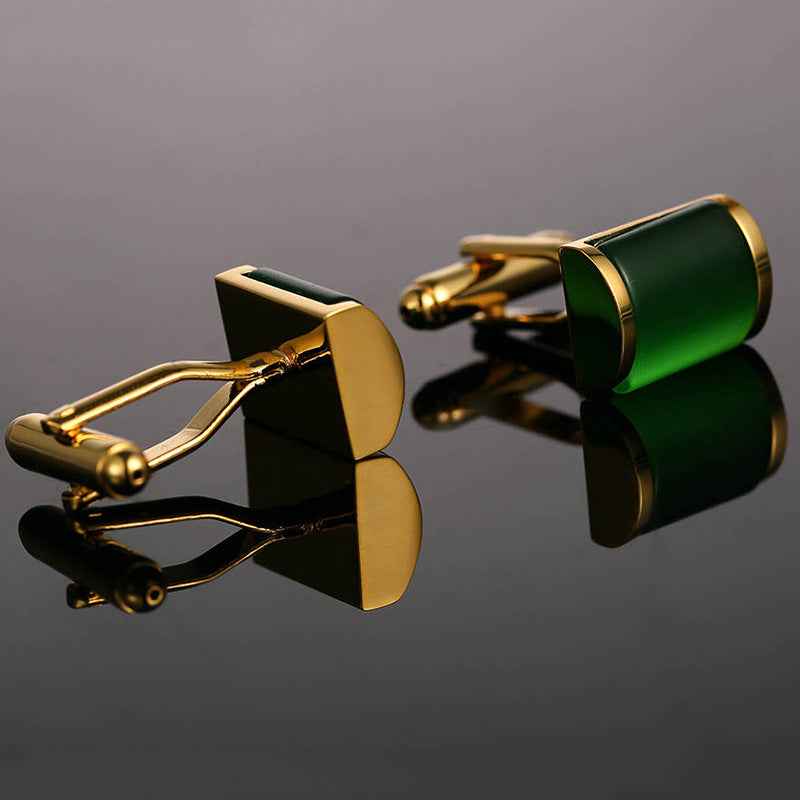 Fashion Emerald Green Opal Cufflink - CRYSTALOIL