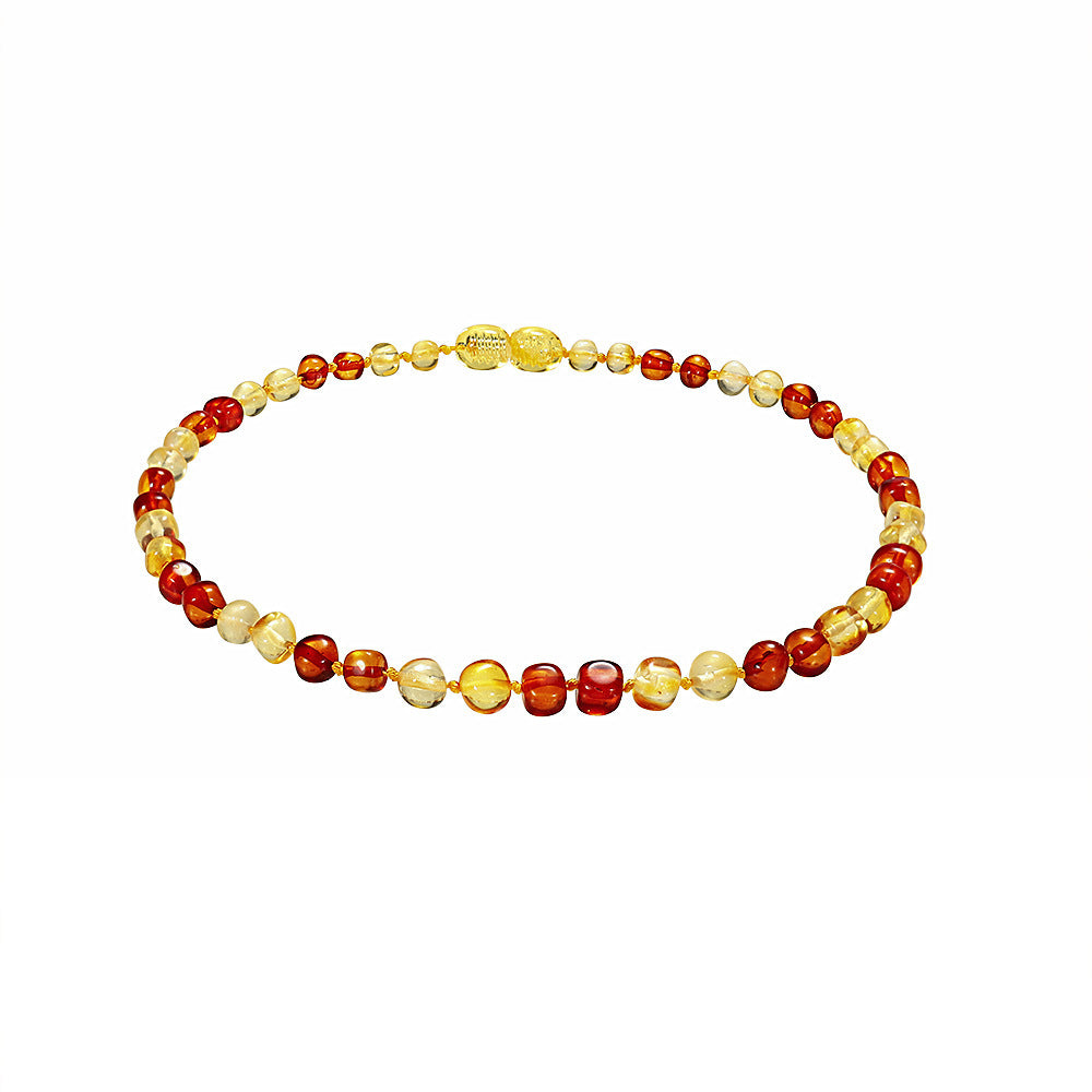 Baby And Child Natural Amber Necklace Gold - CRYSTALOIL