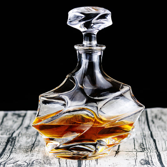 Hellodream Luxury Bending Style Crystal Glass Lead-free Whiskey Decanter - CRYSTALOIL