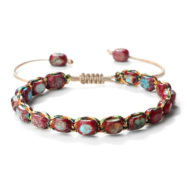 Bohemian style hand-woven bracelet Imperial stone hemp string three-dimensional beaded bracelet - CRYSTALOIL